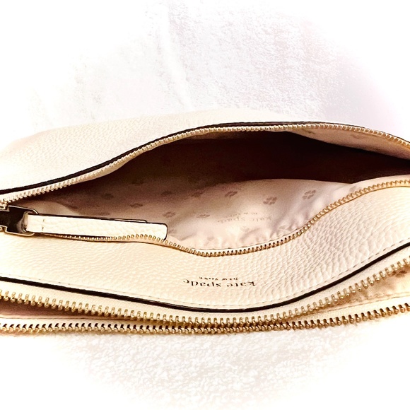 Kate Spade New York Medium Polly Leather Crossbody Bag White Parchment - Picture 5 of 11